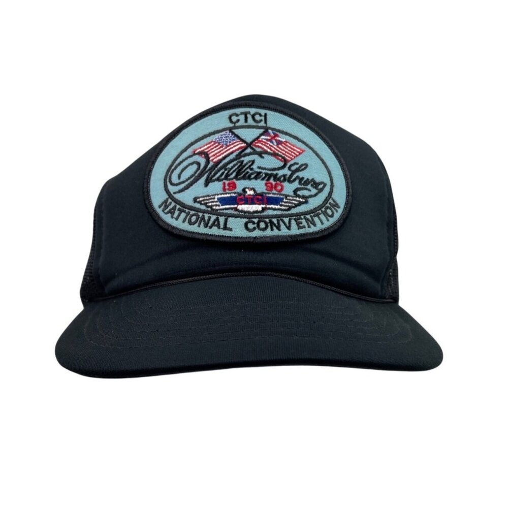 1990 CTCI National Convention Williamsburg Black Trucker Snapback Hat Cap